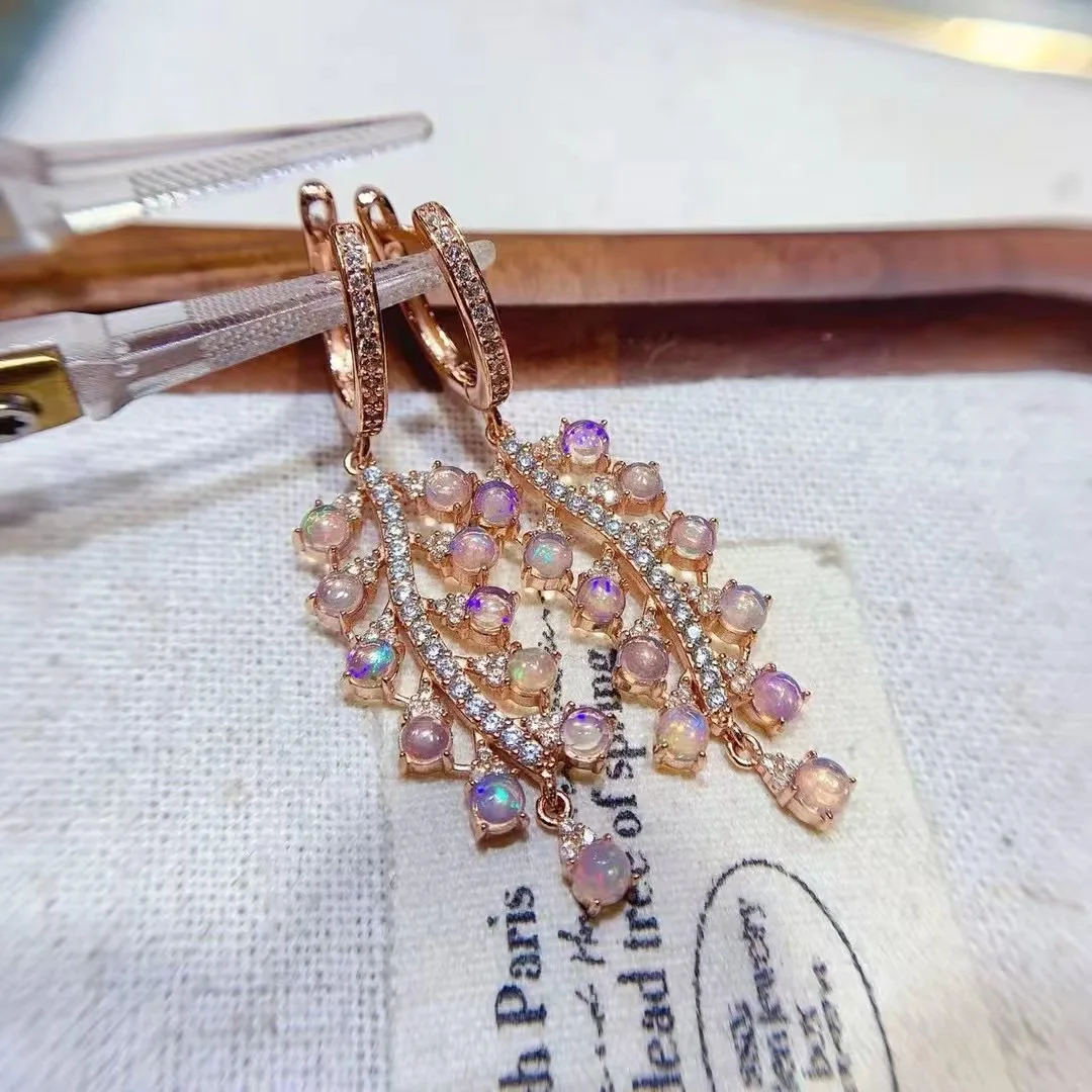 KJJEAXCMY – boucles d'oreilles haut de gamme pour femmes, opale naturelle, argent S925 avec galvanoplastie, haute clarté, brillant complet