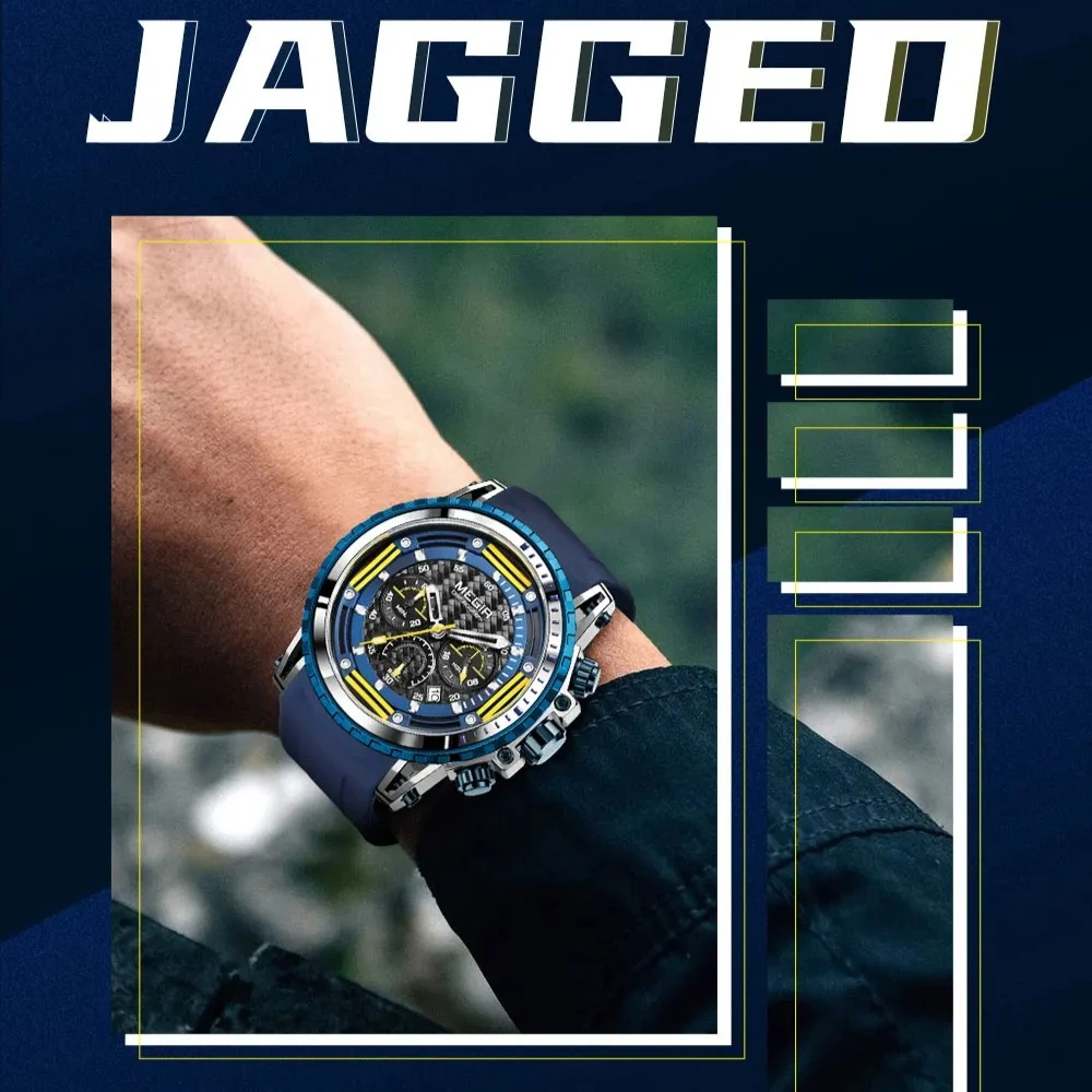 MEGIR 2143 Fashion Sports Silicone Quartz Men's Watch Chronograph Calendar Waterproof Luminous Watches for Men Reloj Hombre