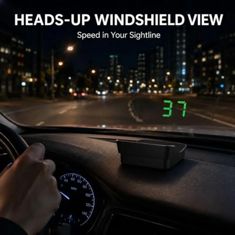 Hud Head‑up Display Gps Digital Speedometer Smart Vehicle Speed Monitor Usb Powered Plug Play Automobile Speed Gauge Mph Display