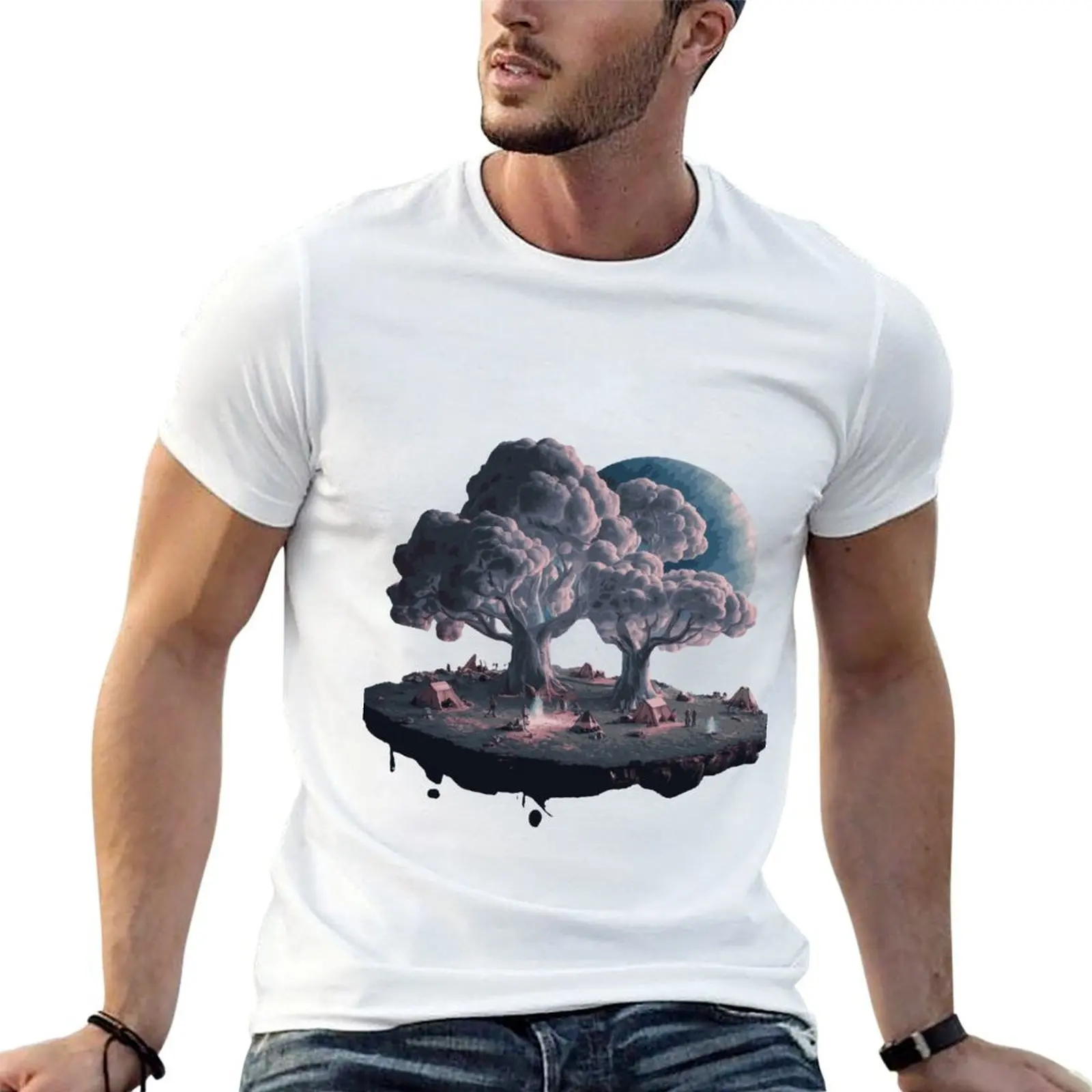 

Galactic Oasis: Surreal Island Camping Collection T-Shirt cotton t shirt man man t shirt cotton T-Shirt