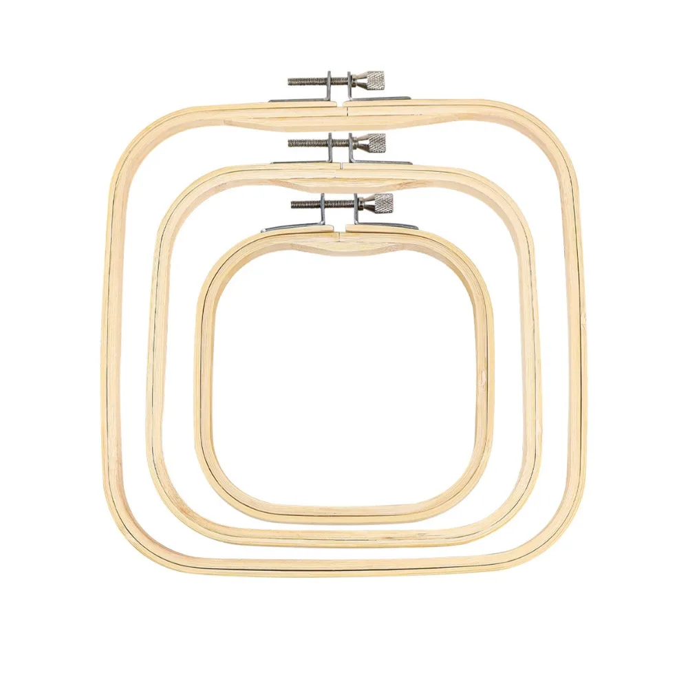 Adjustable Square Embroidery Hoop Set Square Shape Bamboo Wood Stitching Frame Stable DIY Project Punch Needle Hoop
