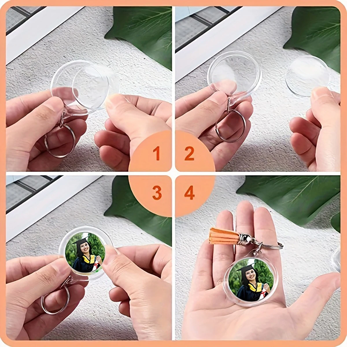 10 قطعة إطار صور شفافة المفاتيح شرابات المفاجئة في مخصص إدراج صور الاكريليك فارغة كيرينغ واضح قلادة صورة فارغة #5