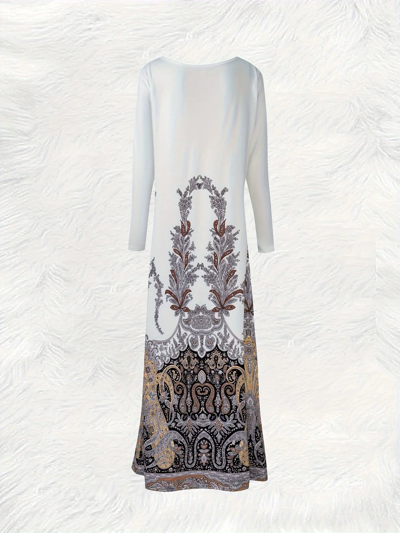 Printed Design Casual style Paisley patterned long sleeved dress