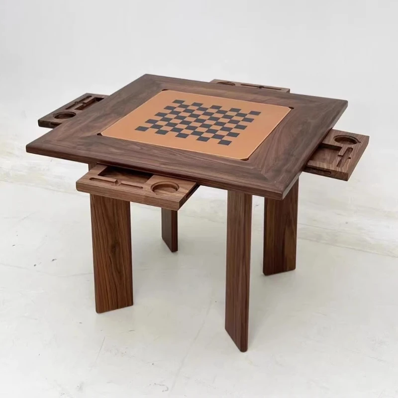 Black walnut ash square table chess board table