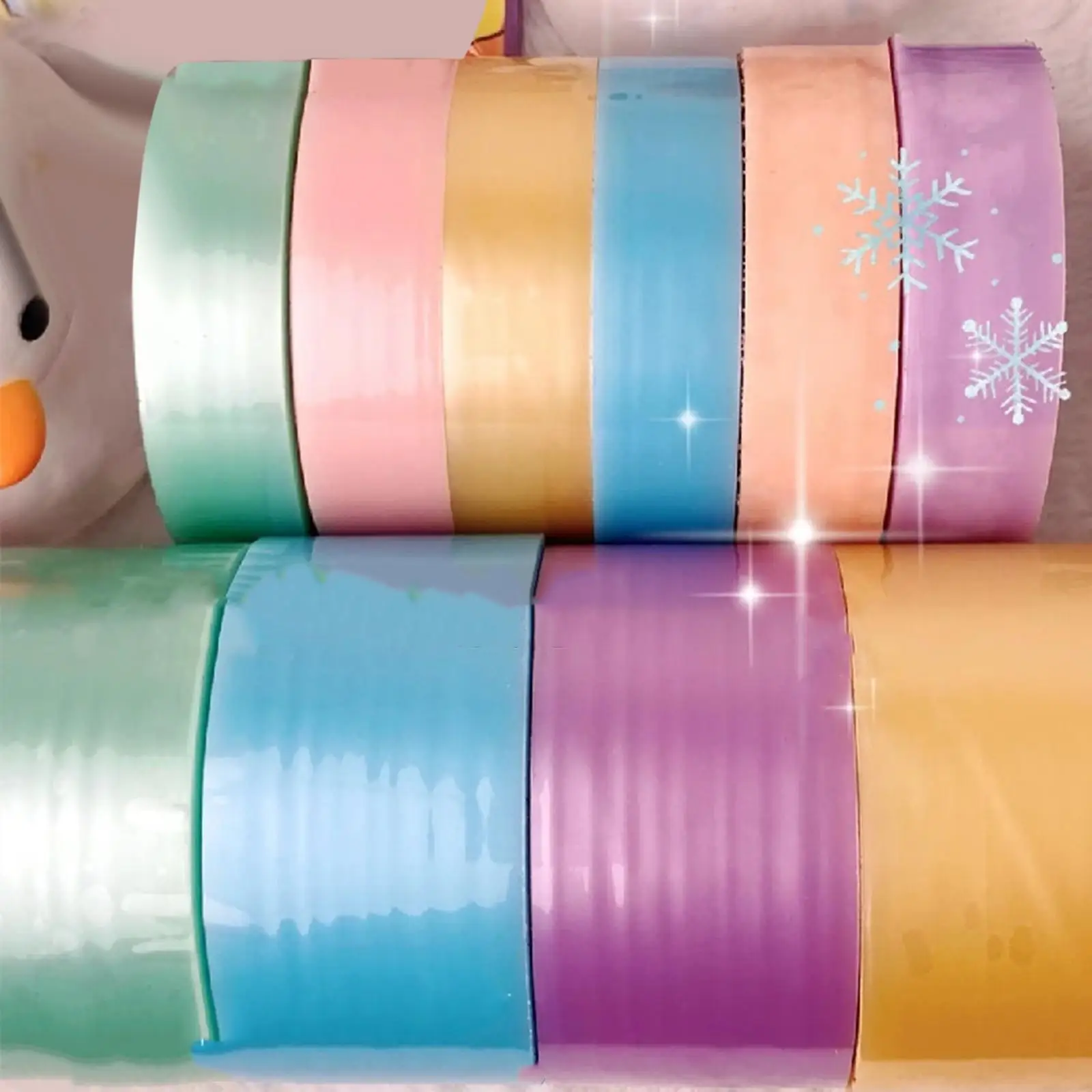 Mixed Color Sticky Ball Rolling Tape Creative Colored DIY Crafts Educational Decorative for Relaxing Gifts 3.6/4.8/7.2cm