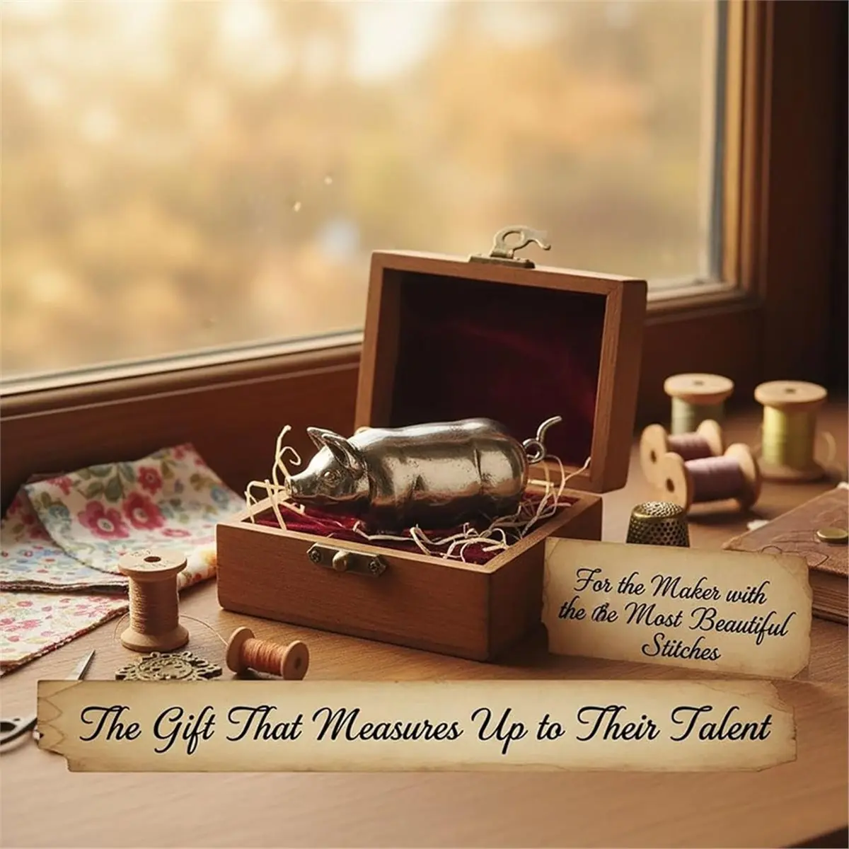 

2026 Новая мини-рулетка со свиньей в античном стиле, винтажная латунная металлическая выдвижная свинья, мягкая мера для шитья и поделок