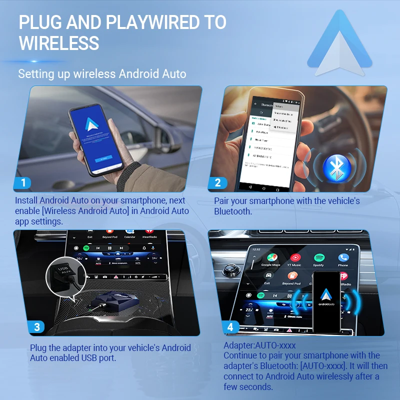 OTTOCAST A2AIR Android Auto Smart A2A Car Accessories Wired to Wireless Auto Connect Multimedia for Voor Vw Toyota Honda Newest