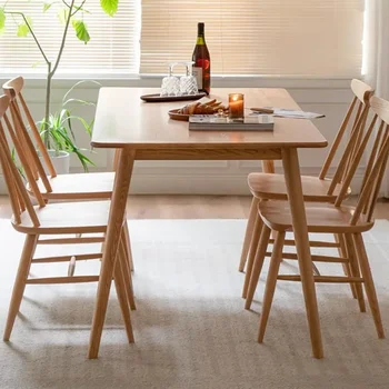 목재 미니멀리스트 식탁, 심플한 북유럽 거실 식탁, 직사각형 디자인, 정원 가구 세트 