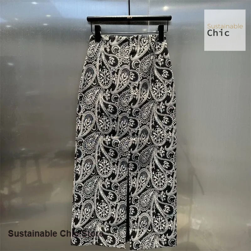 Nuova gonna elegante cinese retrò con fiori di anacardi femminile autunno e inverno nuova moda gonna casual dritta ricamata sottile.