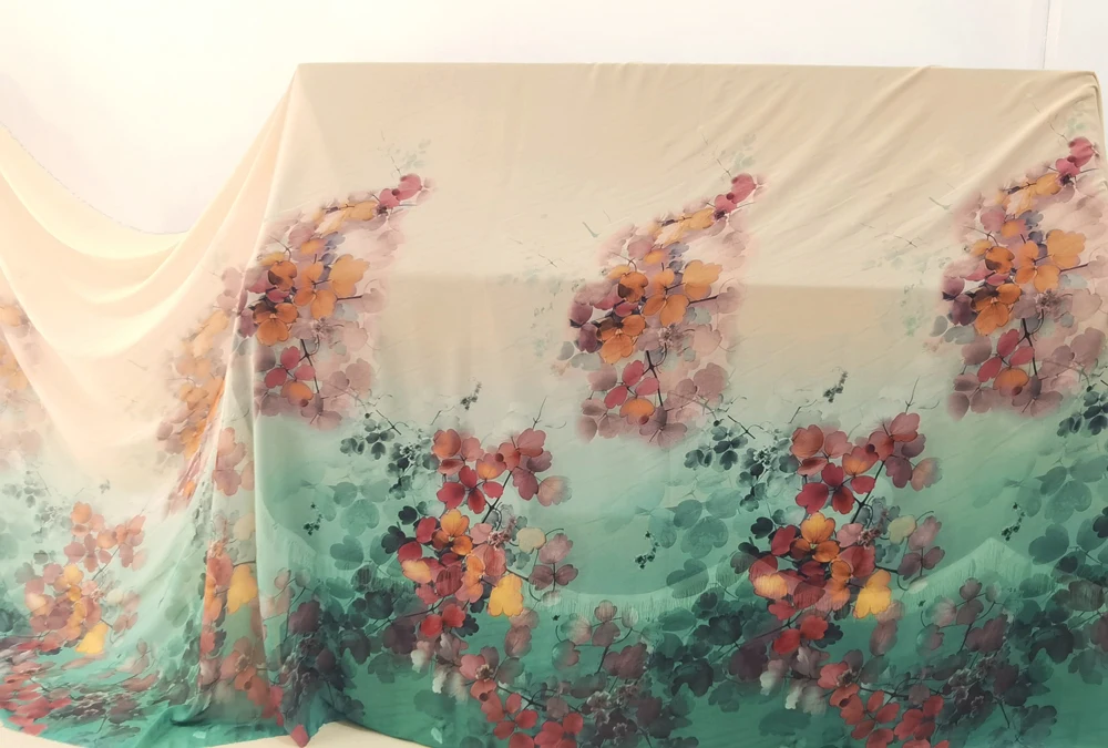 1 Meter x 1,48 Meter Blumenmuster Chiffon-Gaze Tanzkleiderstoff Chiffon 50D – Detail 4