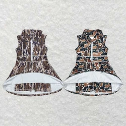 Wholesale hot sale Western Boutique Children Clothing Baby Girls Sibling Clothes Camouflage zip yoga dress sleeveless dress