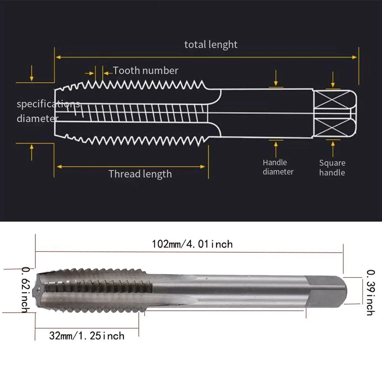 

Набор метчиков и плашек UNC из быстрорежущей стали для нарезания правой круговой резьбы, 11 предметов