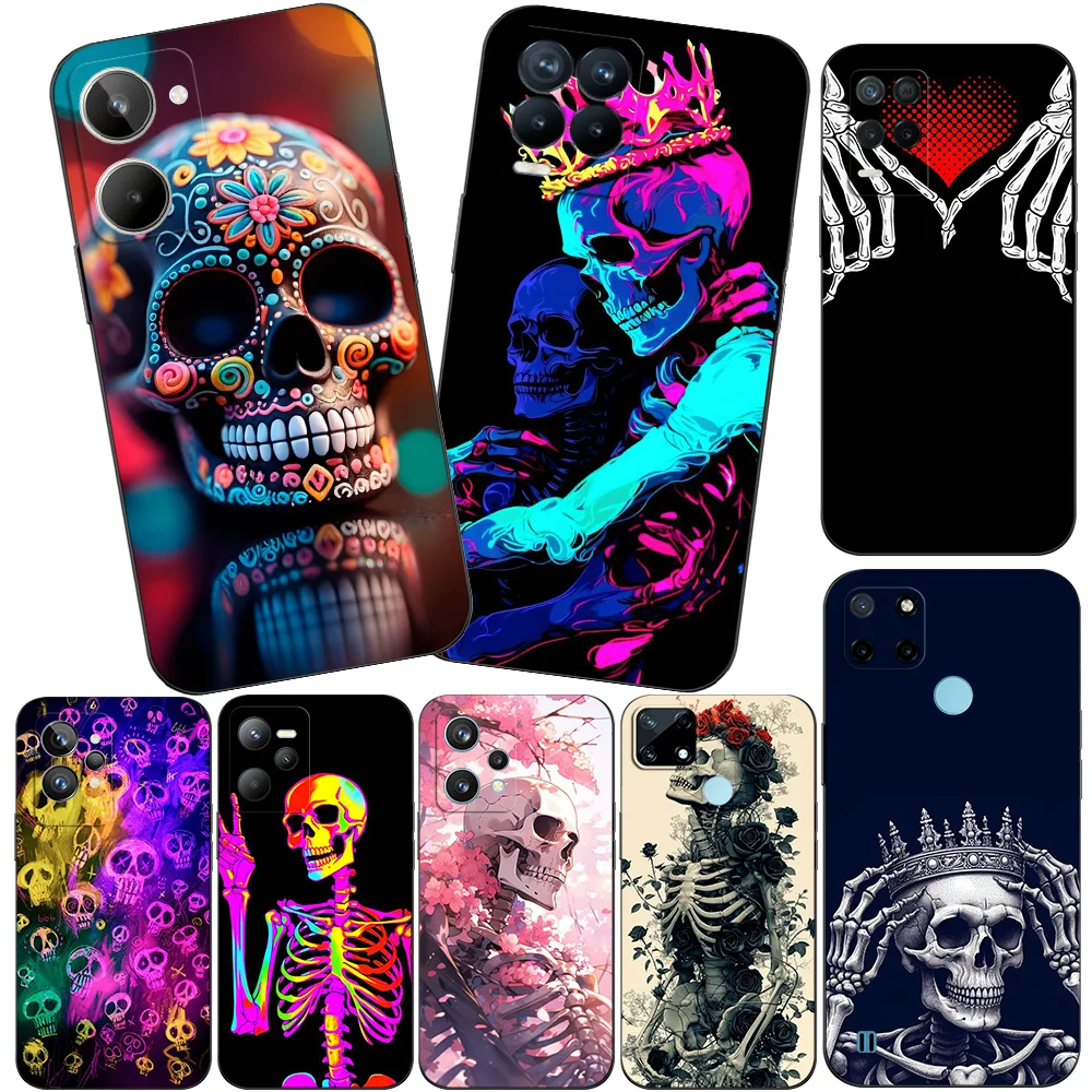 Black Tpu Case For Realme 2 3 3i 5i 5s 6s 7i 6 7 8 8i pro 4g 5g cover Legend Skull Art