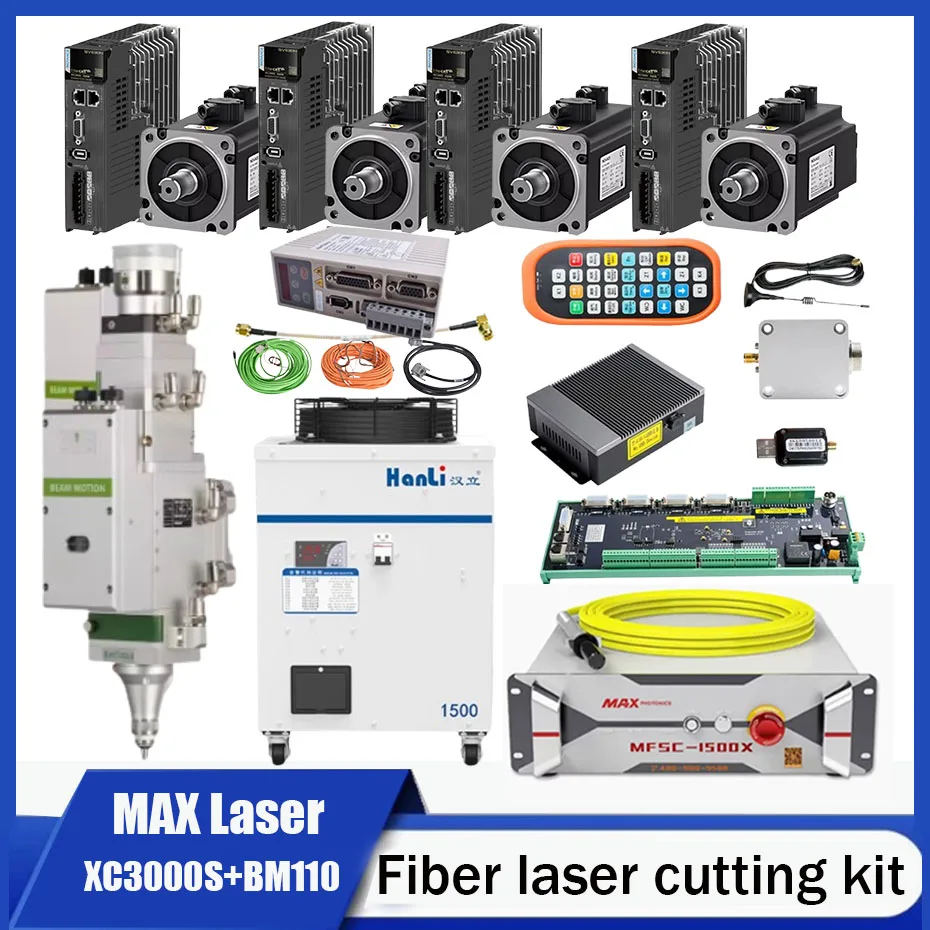 MAX Chuangxin Laser Kit, Chiller, XC3000S, BM110 Laser Cutting Head, Huichuan Servo Motor Drive Bus SV630 750W/400W