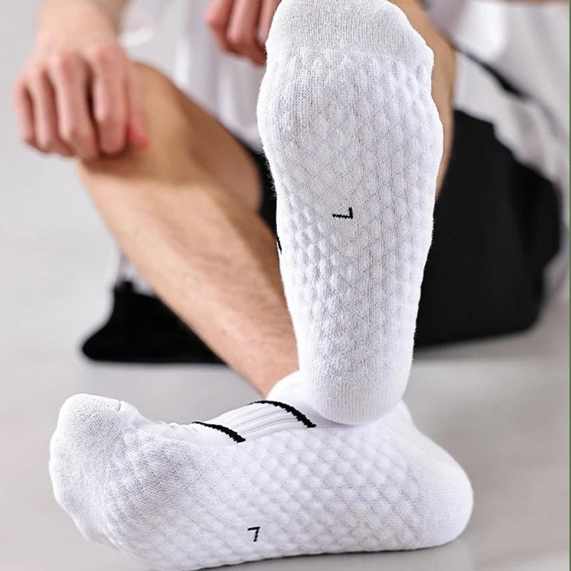 5 Pairs/Lot Men\'s Polyester Cotton Ankle Socks Breathable Sports Casual Towel Bottom Short Funny Happy Sock