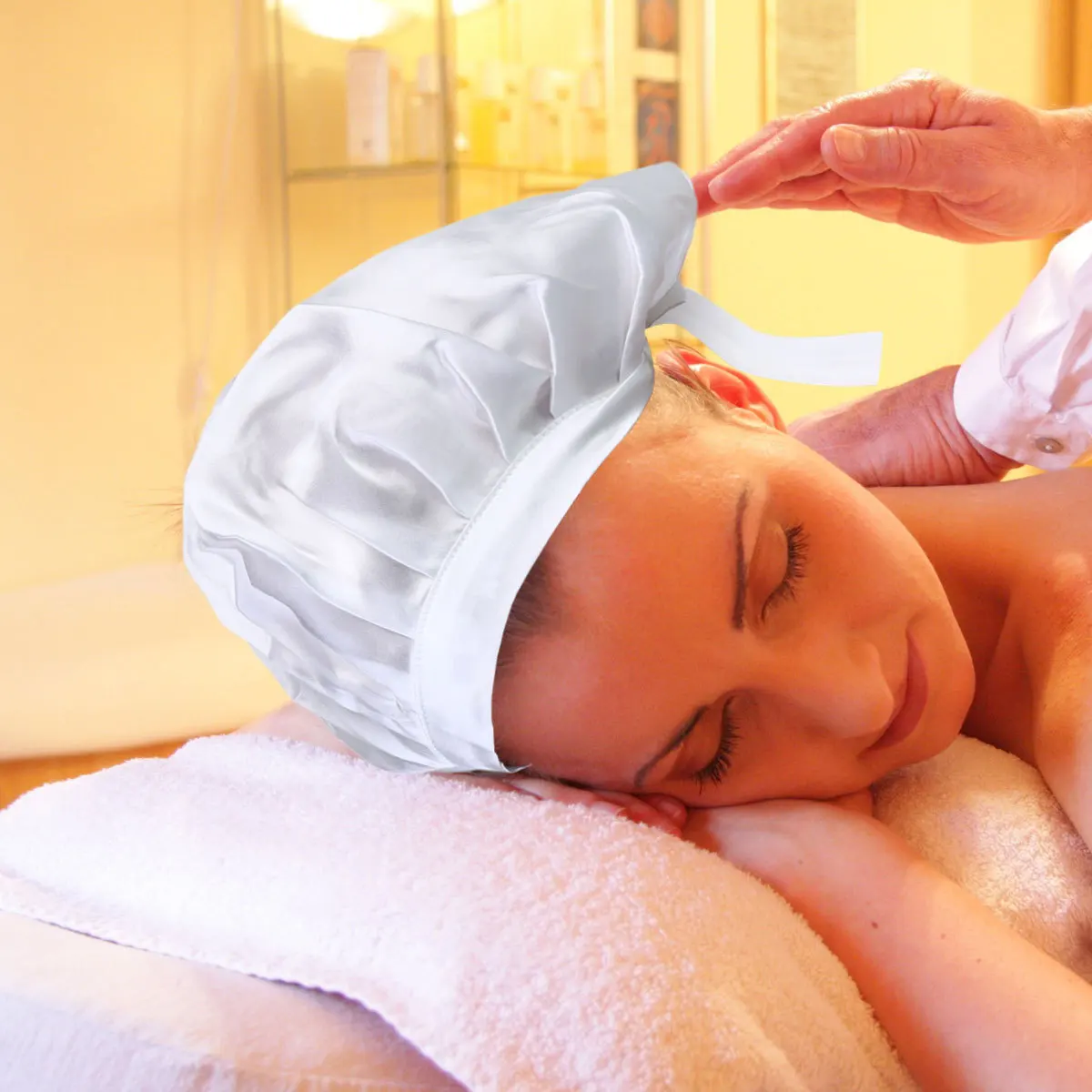 

Шелковая ночной шапочка для сна, регулируемая, для женщин, для защиты волос, для умывания и макияжа, большой размер, для сна в постели