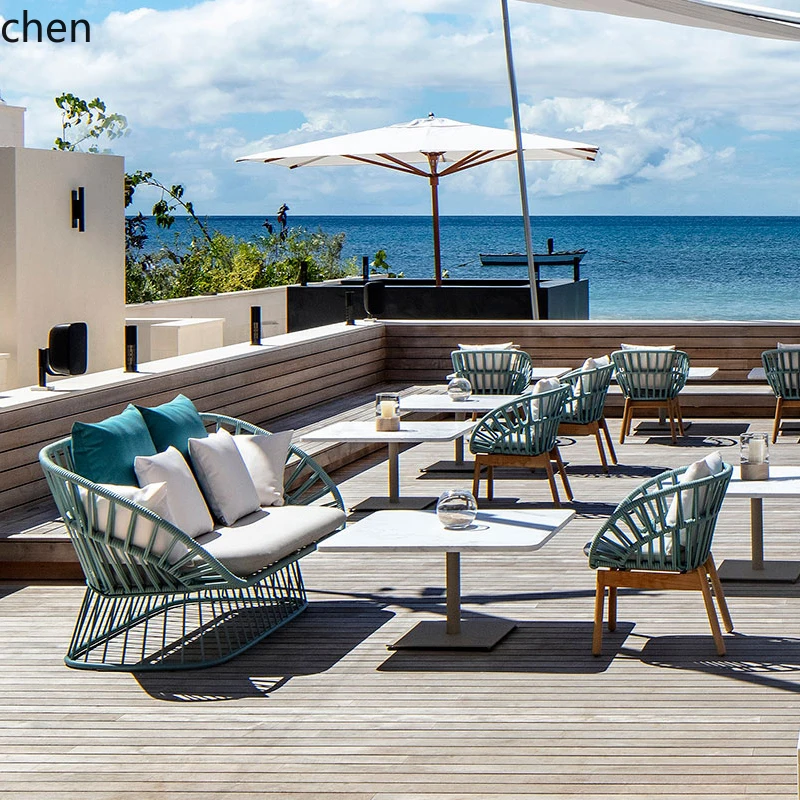 

ZML Outdoor Rattan Sofa Leisure Villa Waterproof Coffee Table Single Outdoor Courtyard Terrace Chair