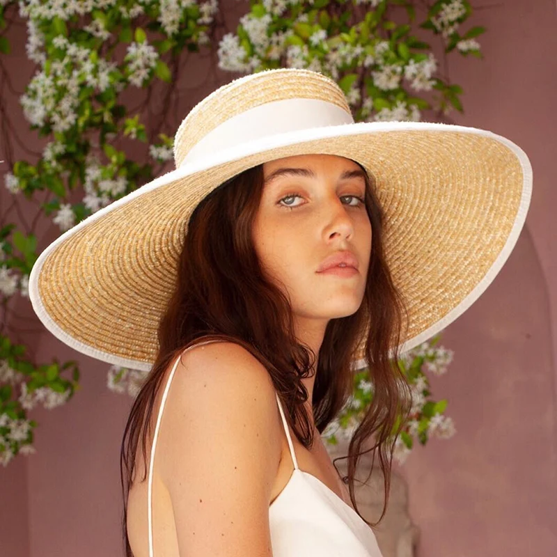 2022 New Bow Wide Brim Beach Hats For Women Fashion Straw Boater Woven Fedora Sun Hats Summer Holiday Panama Sun Hat Derby Hat