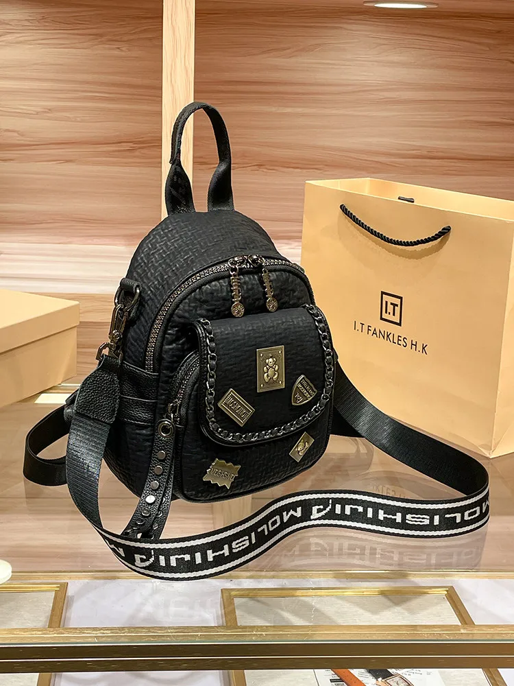 2026 New Hong Kong Genuine Leather Women Backpack,Unique Designer Large Capacity Outdoor Travel Daypack