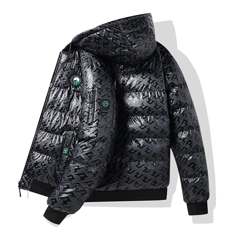 Gorasion New Men Thick Cotton Padded Clothes Autumn Winter Can Be Worn on Both Sides Printed Warm Jackets Hooded Down Jacket