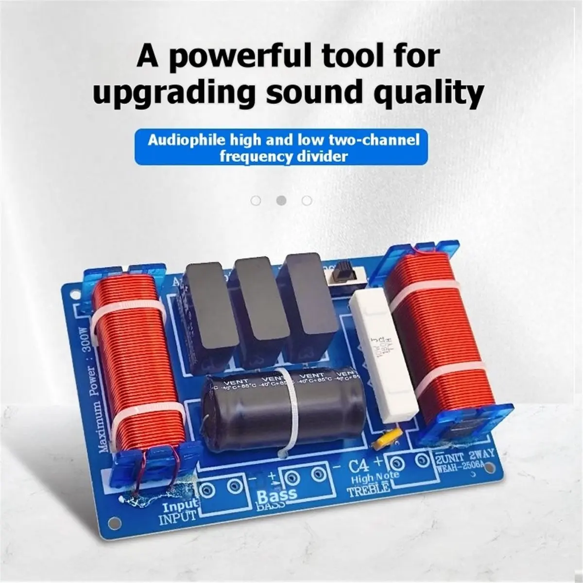 -2506B 300W 2 Way Speaker Crossover Board Treble Frequency Divider Solderless Screw Terminal Filter
