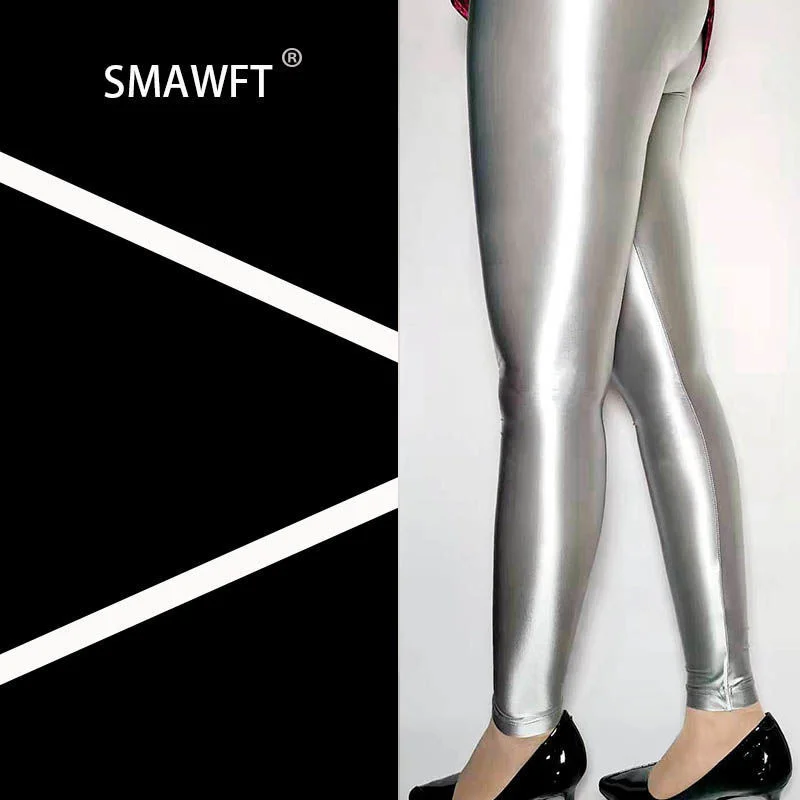 Summer Glossy Seamless Sexy Leggings Sexy Shiny Yoga Pants Tight Satin Workout Leggings Women