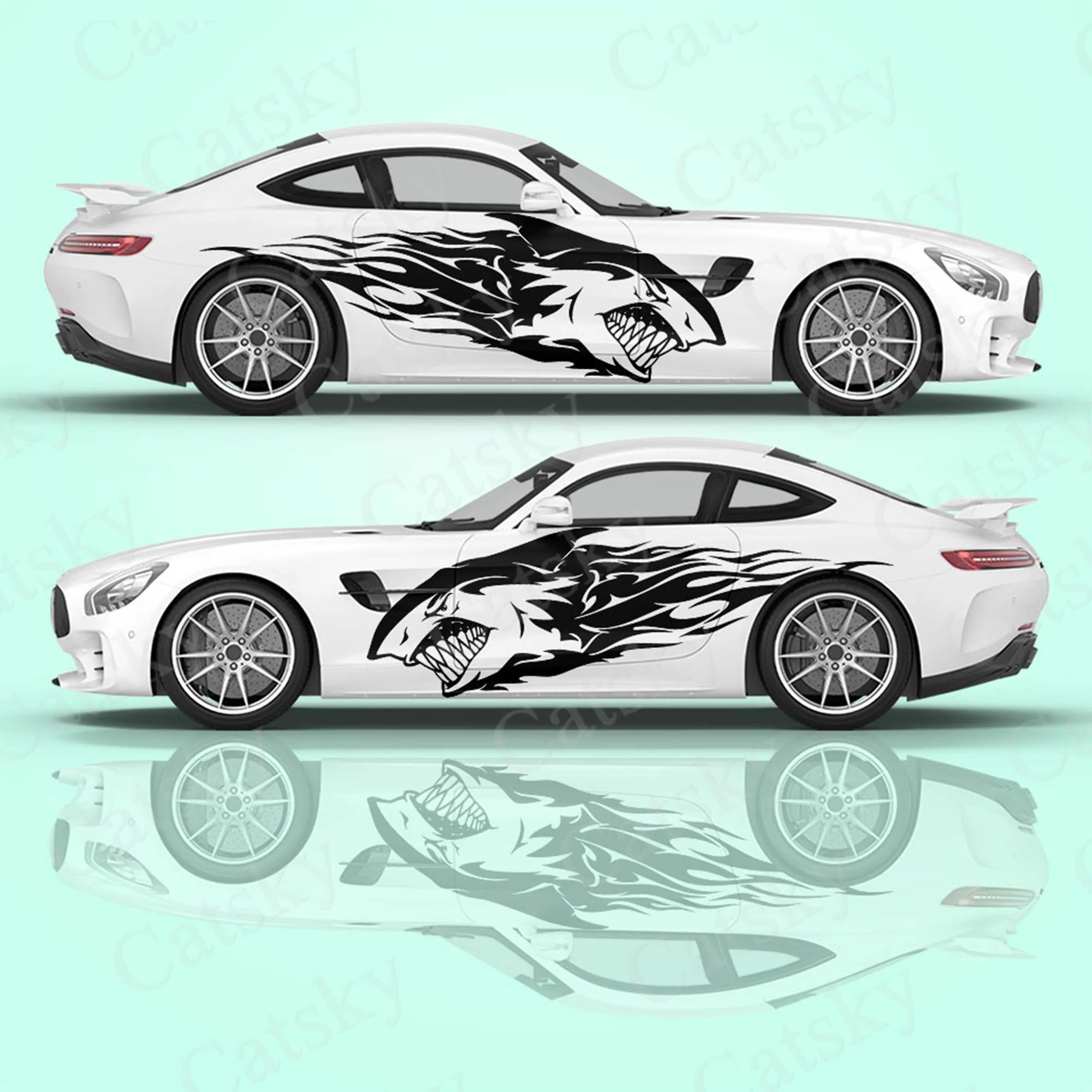 

Animal Shark 2pcs/Set Car Sticker for Universal Large Car Sticker for Univers, Car Stickers on The Left and Right Sidesal