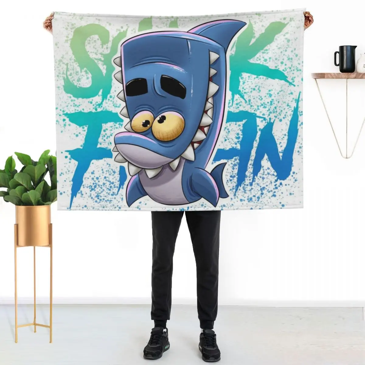 zooba shark fin Throw Blanket Cute warm for winter Winter beds Plaid For Baby Large Blankets