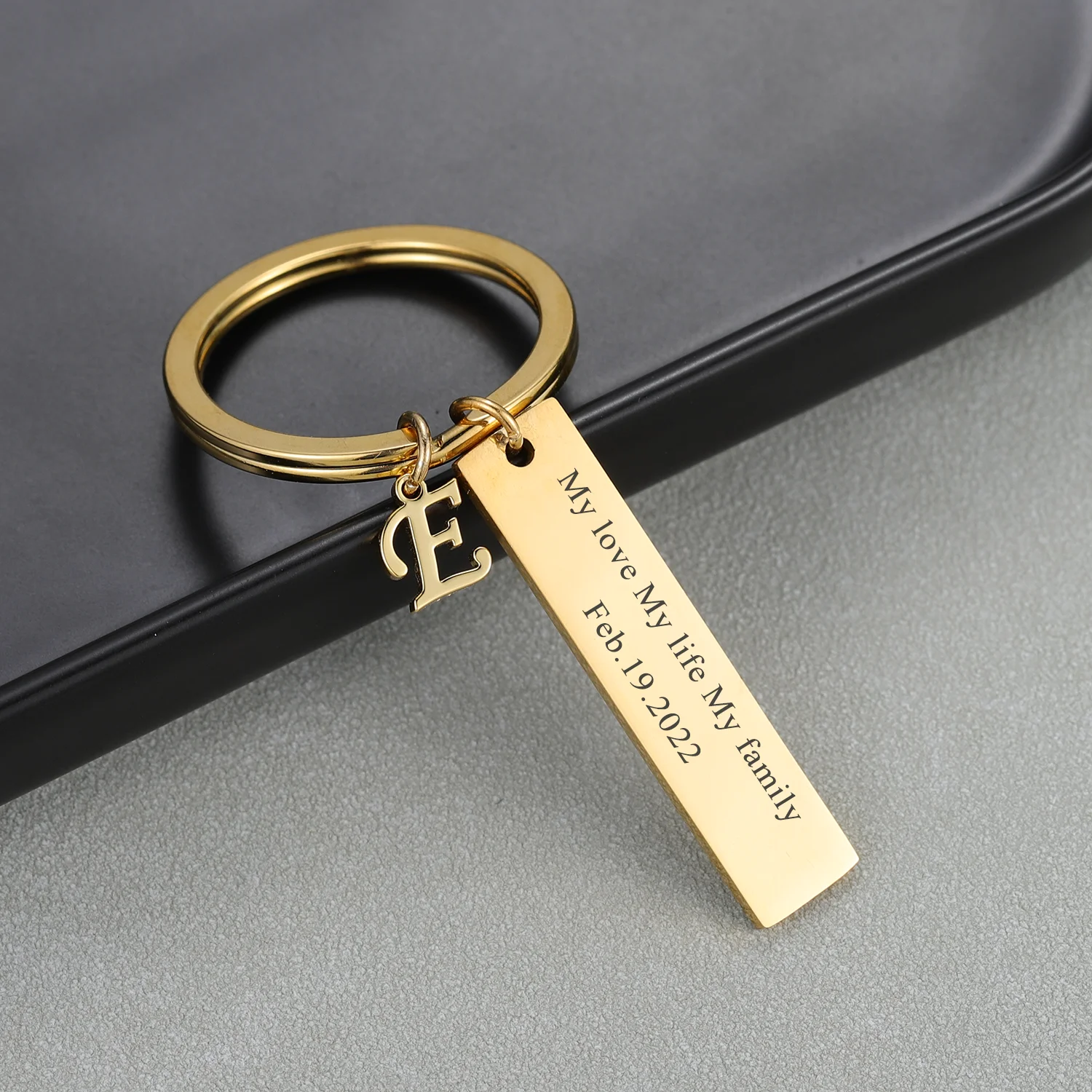 Custom Engraved Key Chain Personalized Stainless Steel  Accessories Gift For Friend Family Yourself