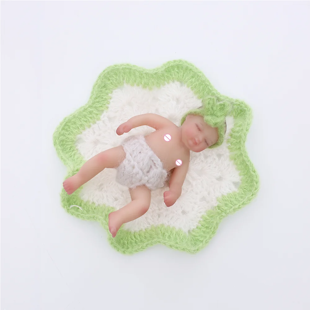 4인치 클로베이 미니 실리콘 인형 귀여운 전신 소프트 실리콘 리본 인형 실물 같은 촉감 수제 장난감 어린이 선물