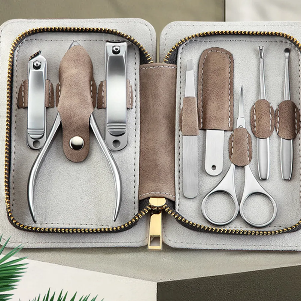

1Set Manicure Set Stainless Steel Nail Clippers Kit 8 Piece Grooming Tool Collection Portable Elegant Design for Personal Use