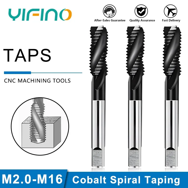 YIFINO Cobalt Containing Titanium Plating Machine Tap Special Stainless Steel Spiral Taping m2m3m4m5m6m8m10m12