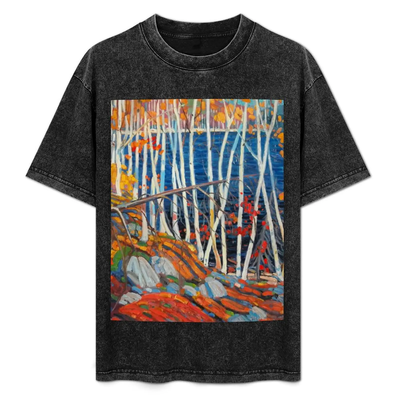 Camiseta con estampado de paisaje canadiense de Tom Thomson, In The Northland (Grupo de siete), cómoda camiseta básica con cuello redondo
