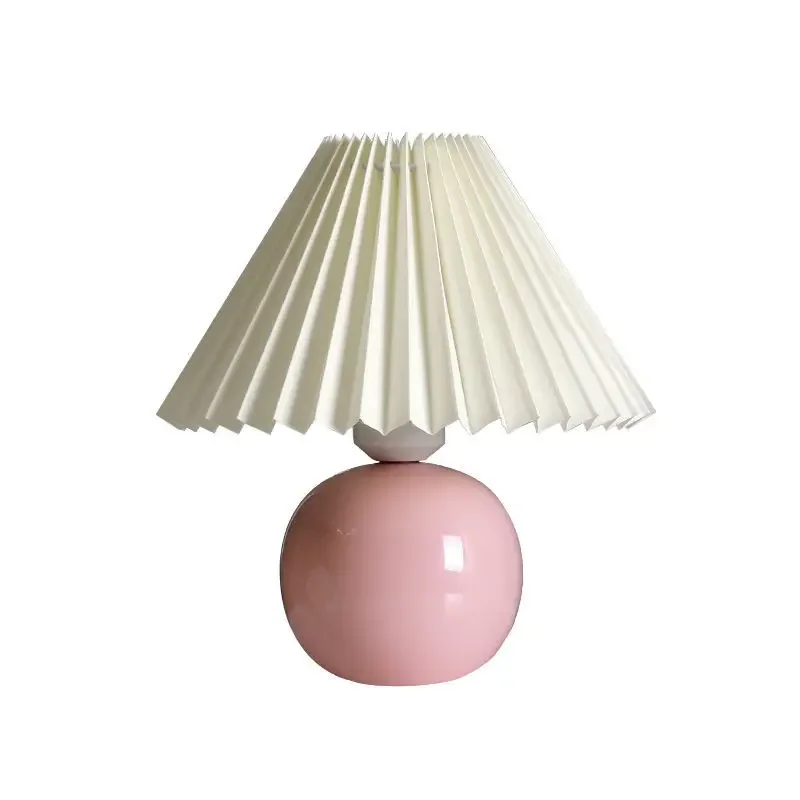 Nordic Folding Table Lampshade Cozy Bedroom Bedside Lamp Korean-style Girl Room Decorated with Pleated Desk Light Fixtures