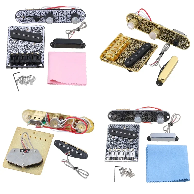 1pc Electric Guitar Pickup Carving Bridge with 3 Way Switch Control Plate set Guitar Parts & Accessories