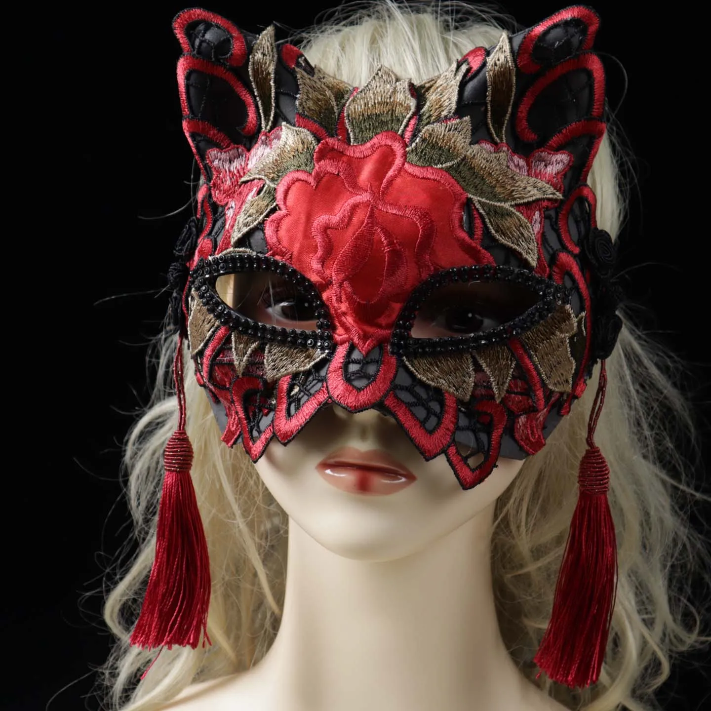 

Fox cat mask Half face Japanese style and Chinese style cosplay mask Adult retro anime animation