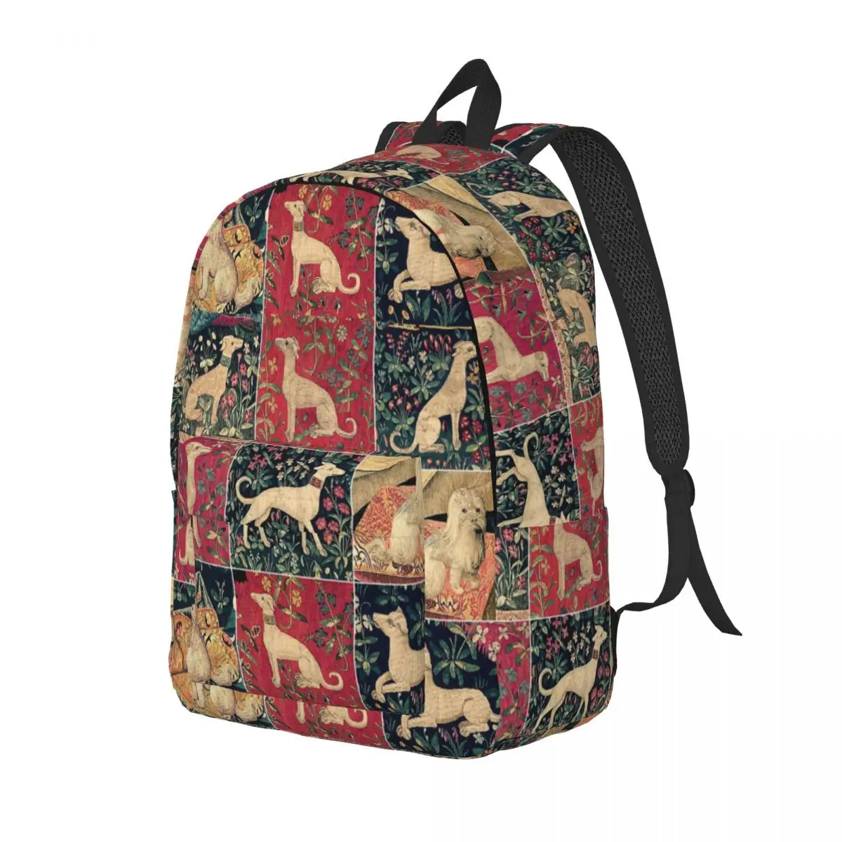 Medieval Greyhound Canvas Backpacks for Women Men School College Student Bookbag Fits 15 Inch Laptop Whippet Sighthound Dog Bags