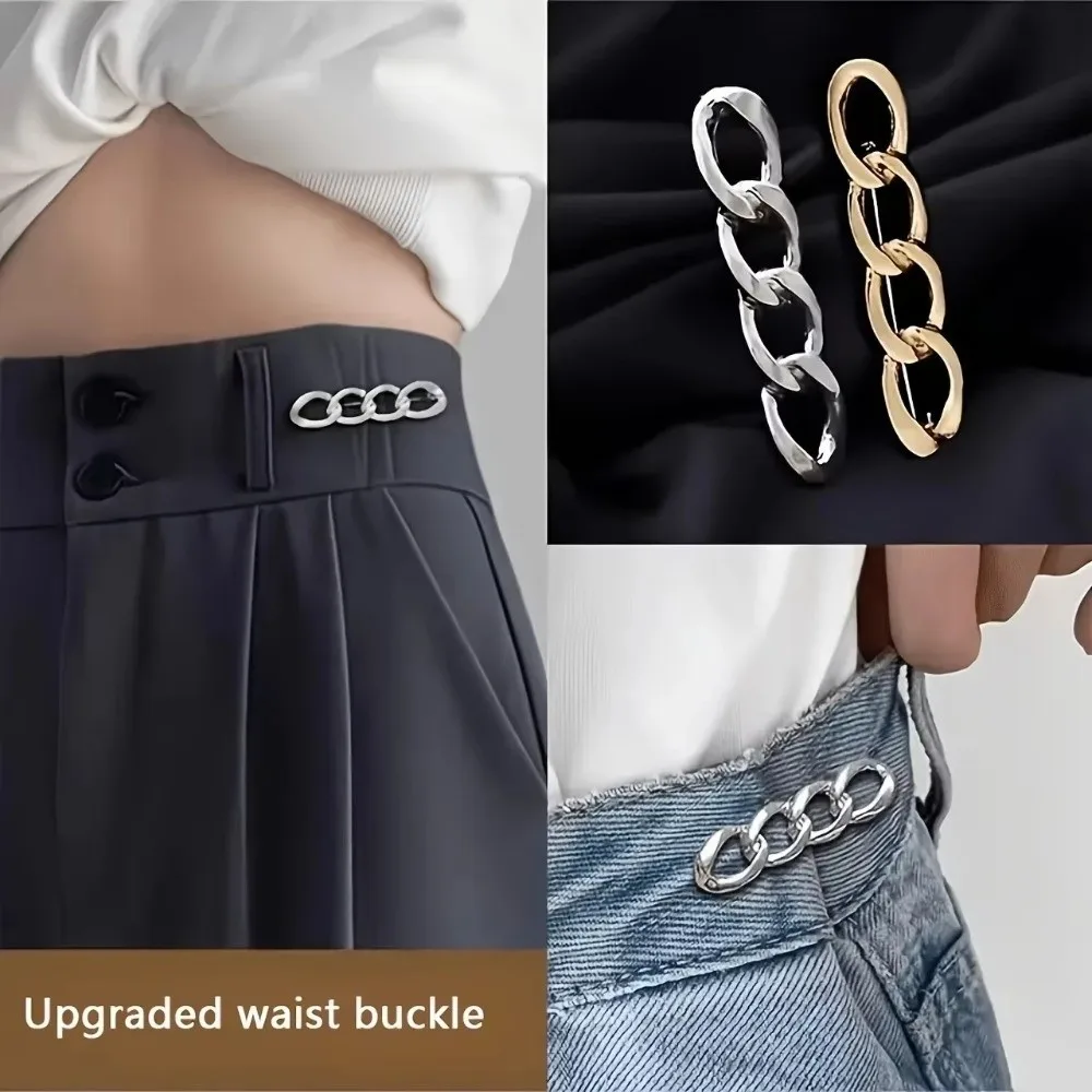 3Pcs Set Alloy Waist Tightener Clips Mixed Colors Adjustable Adjustable Snap Buckles Detachable No-Sew Waist Clips