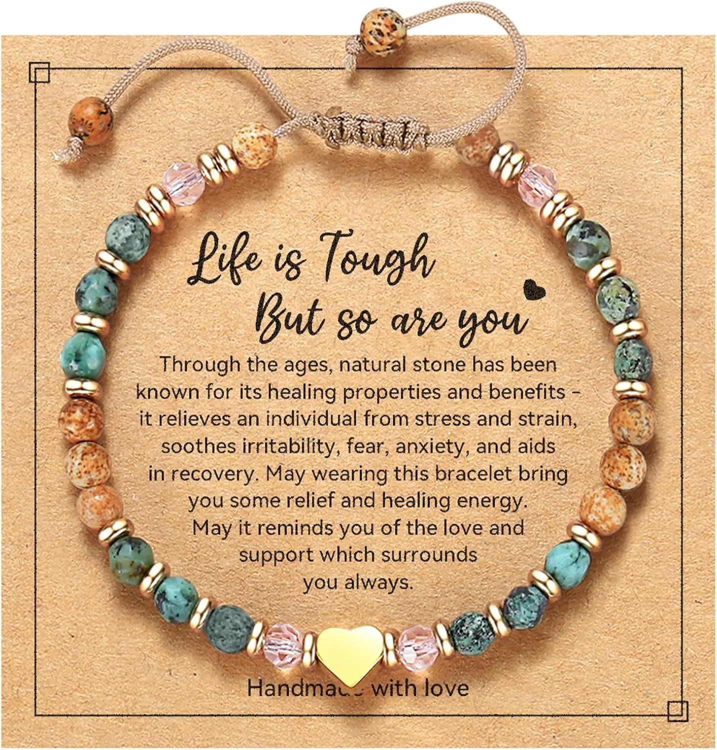 Inspirational Gifts for Birthday - Healing Natural Stone Bracelets, Thinking of You Get Well Soon Gifts for Women Friend Sister