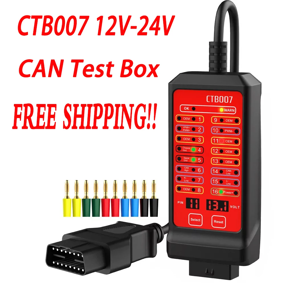 WOYO CTB007 OBD2 CAN Tester Box 12V 24V Car Breakout Box 16Pin Power Probe OBD Automotive On-Board Diagnostic Tools