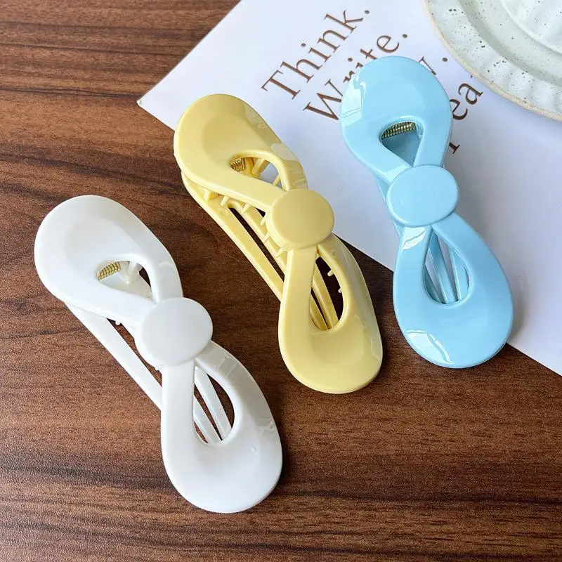 【Beautiful】Fashion Candy Colored Hollow Bow Grab Clip Feminine Side Bangs Lazy Beak-Shaped Clamp Minimalist Fashion Daily Hair