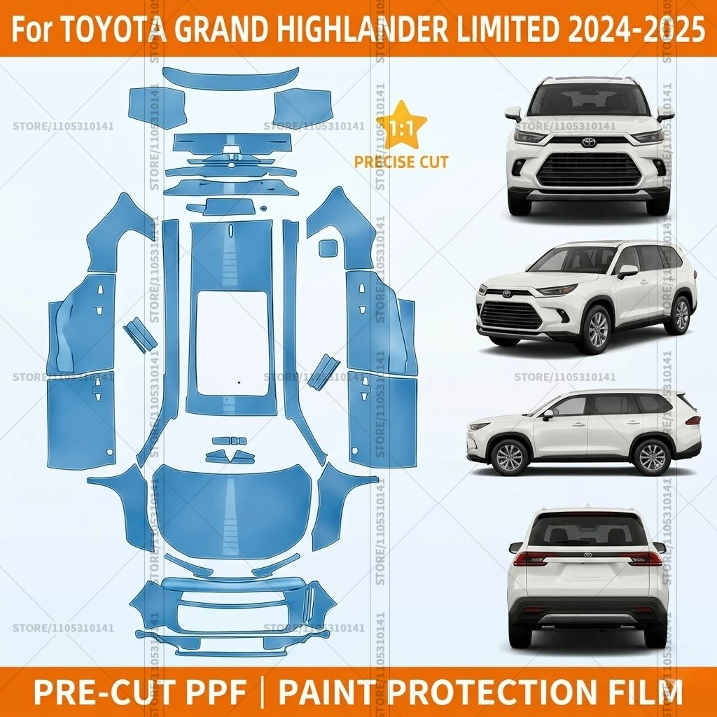 Pre-Cut Paint Protection Film PPF Transparent Bumper Protector Clear Bra Car Film For Toyota Grand Highlander Limited 2024-2025