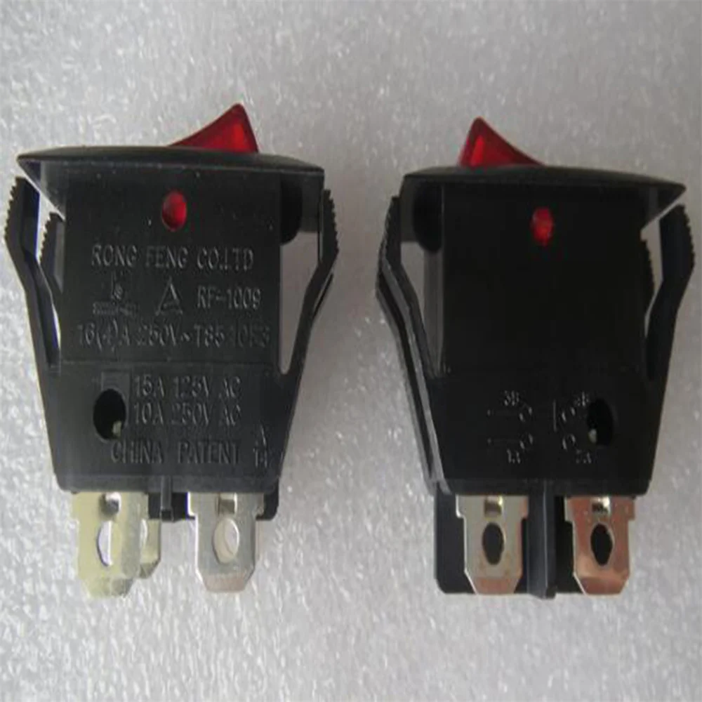 1pc 4-pin 2-gear Power Rocker Switch RF-1009 16A Control Switch with Led Light For Rongfeng ON/OFF/I/O Toggle Switch