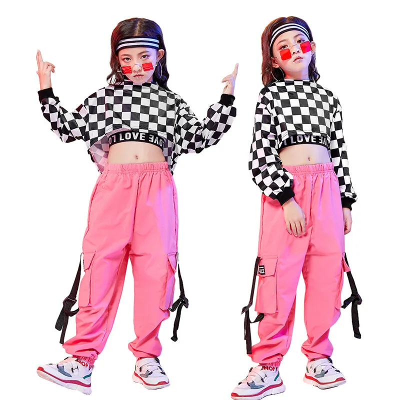 

LOLANTA Hip-hop Outfit for Girls Crop Top Vest Pink Cargo Jogger Pants Costume Kids Jazz Dance Performance Clothes 4-16 Years