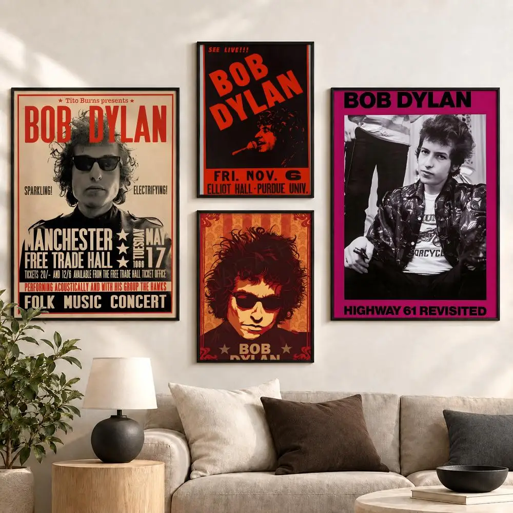 Bob Dylan 60s Folk Rock Singer Retro Album Music Style Poster Aesthetic Art Print for Bedroom & Living Room Decor, Unframed