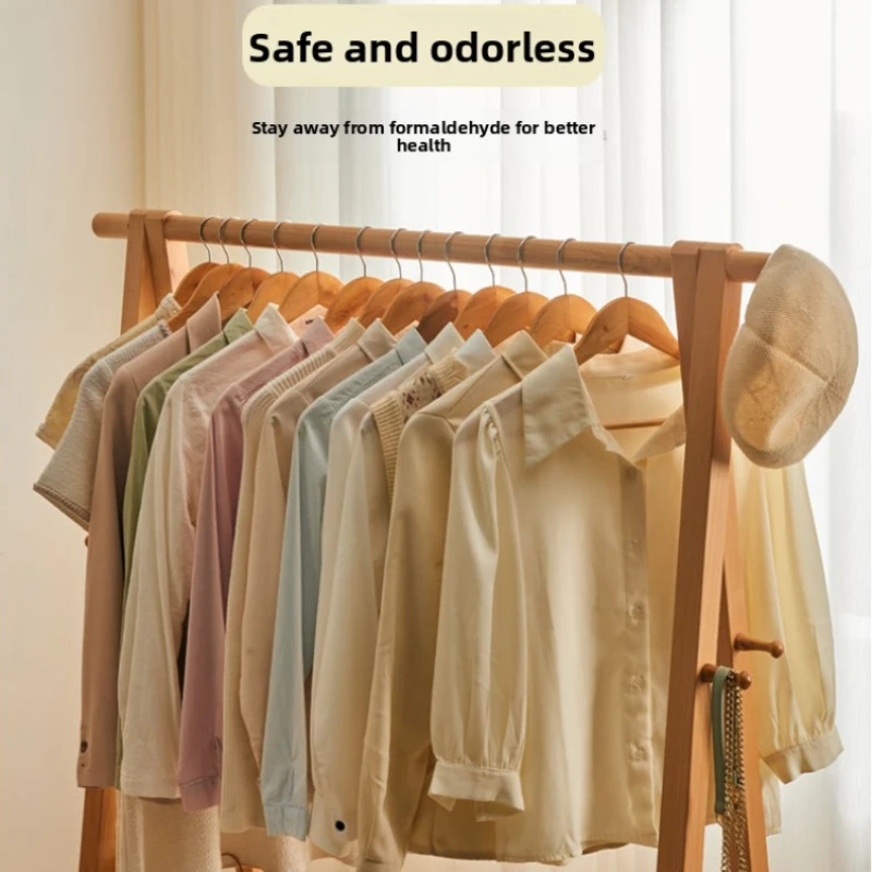 Light luxury solid wood folding hanger, jacket storage rack, bold solid wood clothes storage rack, bedroom folding hanger