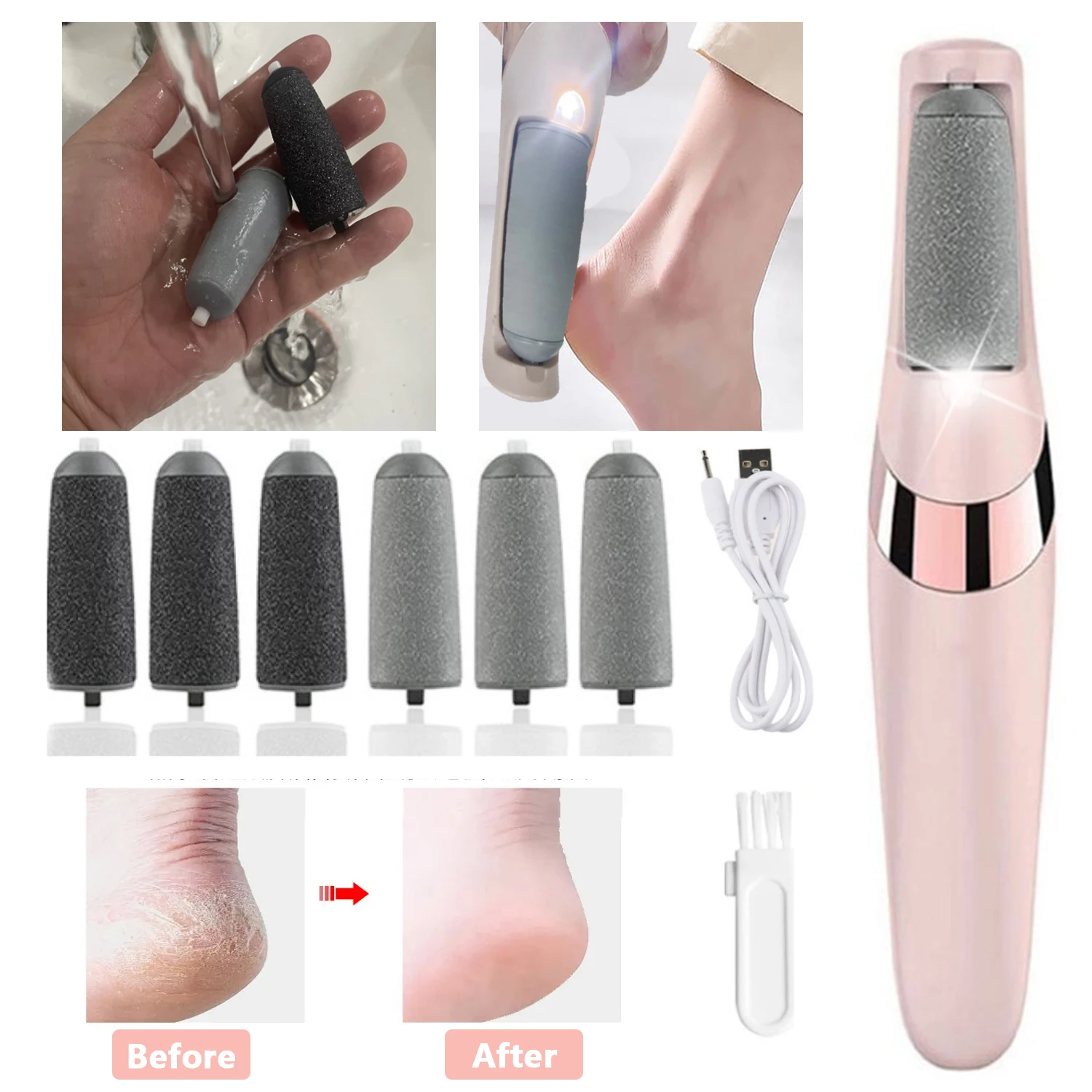 Professional Electric Foot File Callus Remover Pedicure Machine Apparatus for Heels Grinding Device Foot Corns Remove Roller