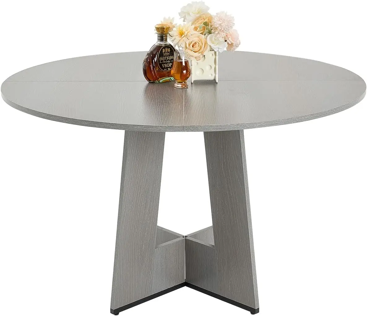 

Round Dining Table, 47 inch Wood Table for 4-6 Person, Farmhouse Circle Dinner Furniture, Rustic Leisure Tables