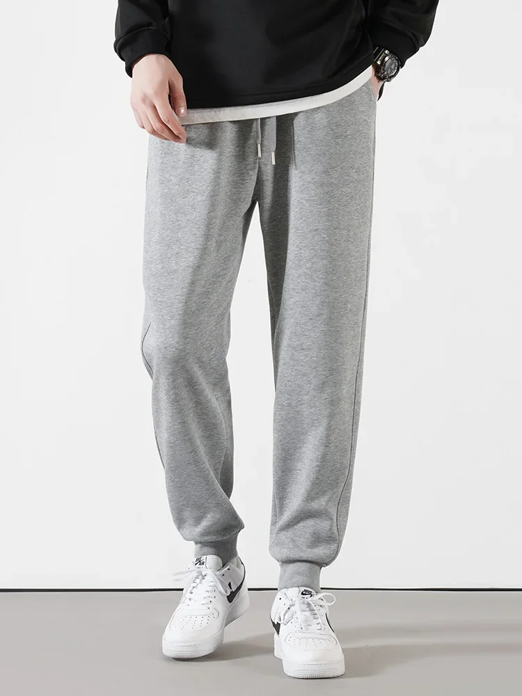 

2025 Men's Jogger Pants Black Grey Sweatpants Spring Autumn Drawstring Waist Basic Sweats Knit Cotton Sports Track Trousers