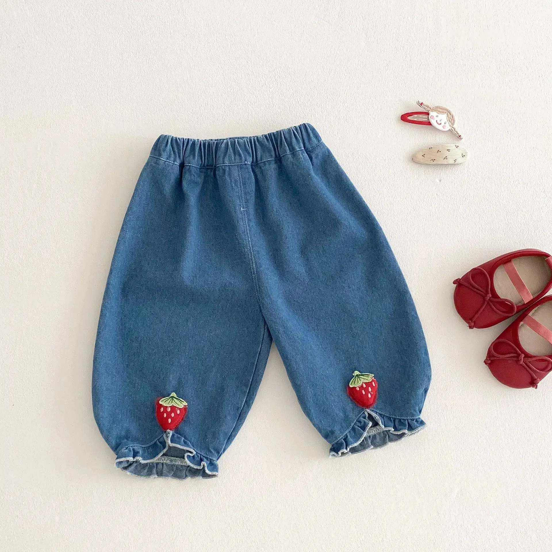 2025 Spring New Korean Style Baby Girl Strawberry Shirt, Fashionable Kids\' Blouse, Huzhou Zhili Children\'s Trendy Spring Top